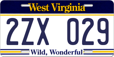WV license plate 2ZX029