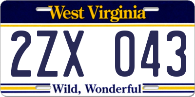 WV license plate 2ZX043