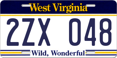 WV license plate 2ZX048
