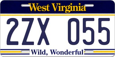 WV license plate 2ZX055