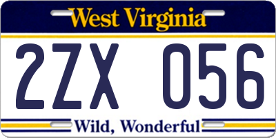 WV license plate 2ZX056