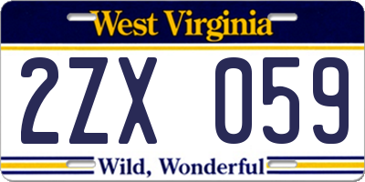 WV license plate 2ZX059