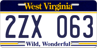 WV license plate 2ZX063