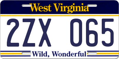 WV license plate 2ZX065