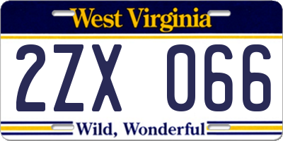 WV license plate 2ZX066