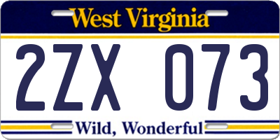 WV license plate 2ZX073