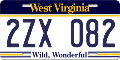 WV license plate 2ZX082