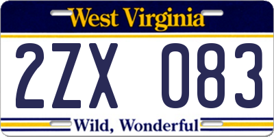 WV license plate 2ZX083