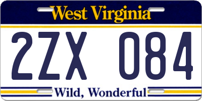 WV license plate 2ZX084