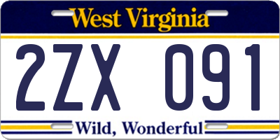 WV license plate 2ZX091