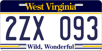 WV license plate 2ZX093