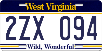 WV license plate 2ZX094