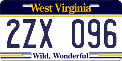 WV license plate 2ZX096