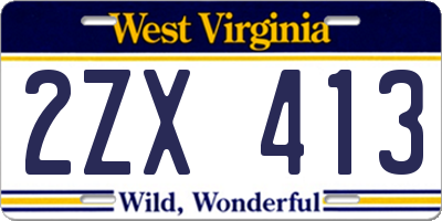 WV license plate 2ZX413