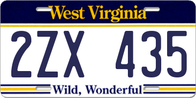 WV license plate 2ZX435