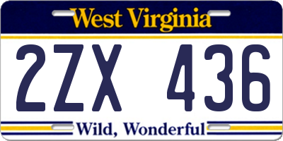 WV license plate 2ZX436
