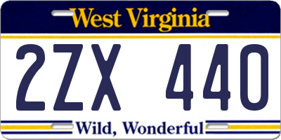 WV license plate 2ZX440
