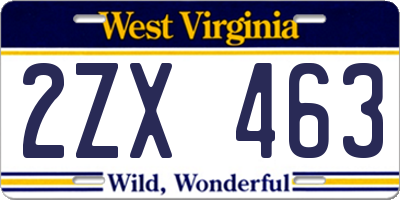 WV license plate 2ZX463