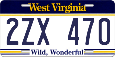 WV license plate 2ZX470