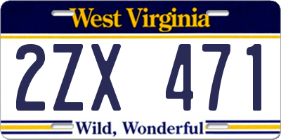 WV license plate 2ZX471