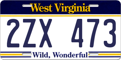 WV license plate 2ZX473