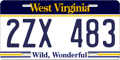 WV license plate 2ZX483