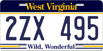 WV license plate 2ZX495