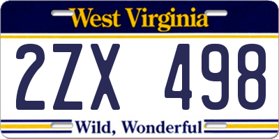 WV license plate 2ZX498