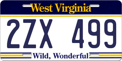 WV license plate 2ZX499