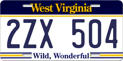 WV license plate 2ZX504