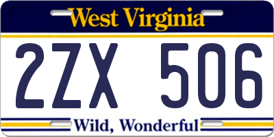 WV license plate 2ZX506