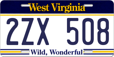 WV license plate 2ZX508