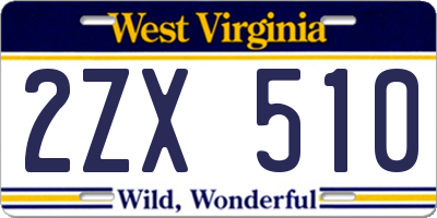 WV license plate 2ZX510