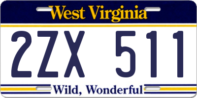 WV license plate 2ZX511