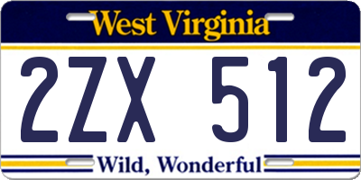 WV license plate 2ZX512