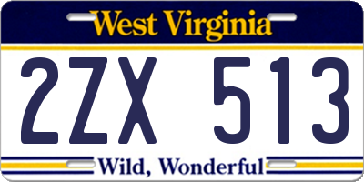 WV license plate 2ZX513