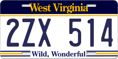 WV license plate 2ZX514