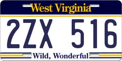WV license plate 2ZX516
