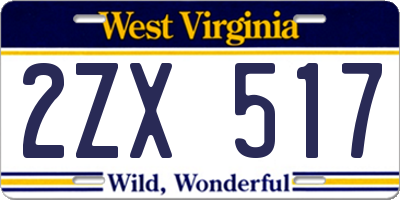 WV license plate 2ZX517