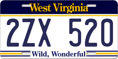 WV license plate 2ZX520