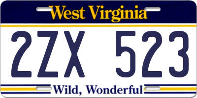 WV license plate 2ZX523
