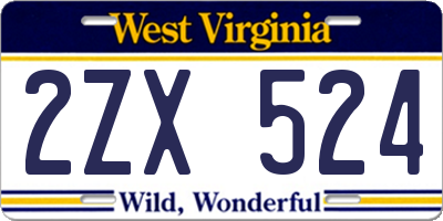 WV license plate 2ZX524