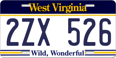 WV license plate 2ZX526