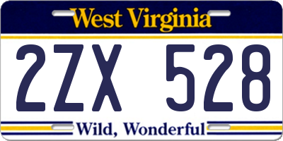 WV license plate 2ZX528