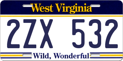 WV license plate 2ZX532