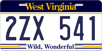 WV license plate 2ZX541
