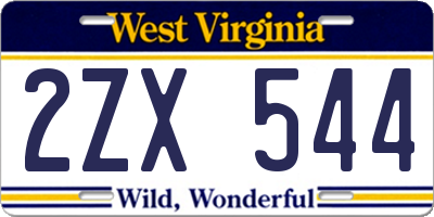 WV license plate 2ZX544