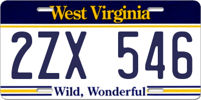 WV license plate 2ZX546