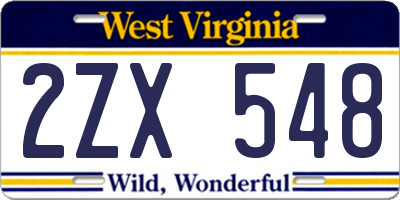 WV license plate 2ZX548