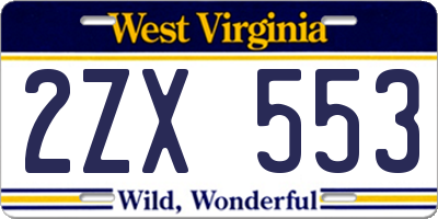 WV license plate 2ZX553